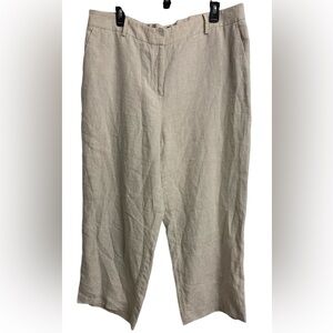 Talbots 16 Linen Wide Leg‎ Coastal Grandma Lightweight Pants Sand